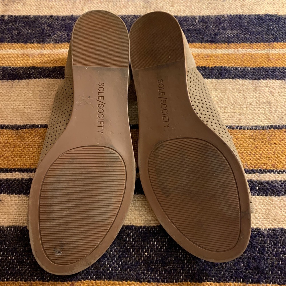 Sole Society Olive Green Perforated Open-Toe Mules - Picture 3 of 7